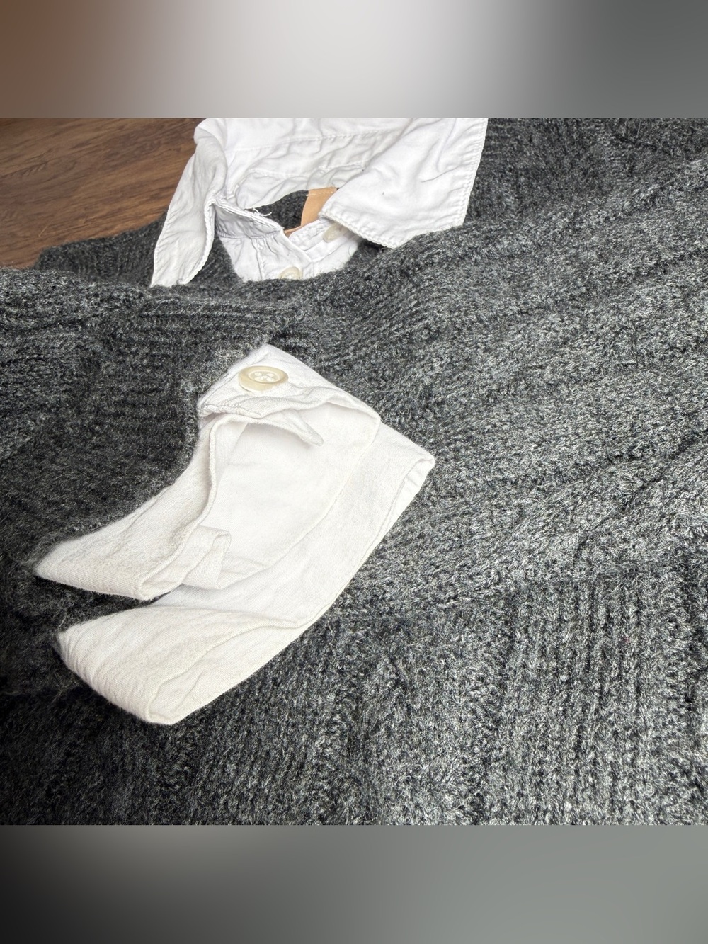 Anthropologie Pilcro Cable-Knit V-Neck Pullover Sweater Women S Gray White - Picture 3 of 8